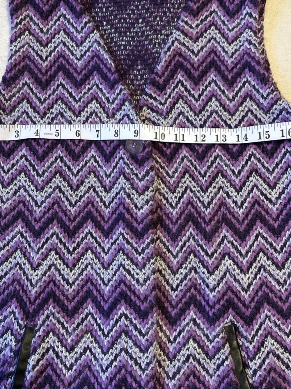 Vintage Missoni Purple Zigzag Knit Vest Small Chevron Raschel Eclectic 70s - Picture 3 of 5